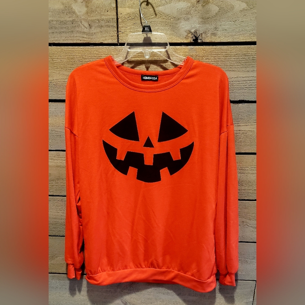 NWOT Orange Halloween Pumpkin Sweatshirt